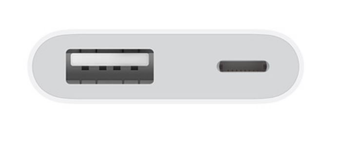 Apple Lightning to USB3 camera adapter, end view